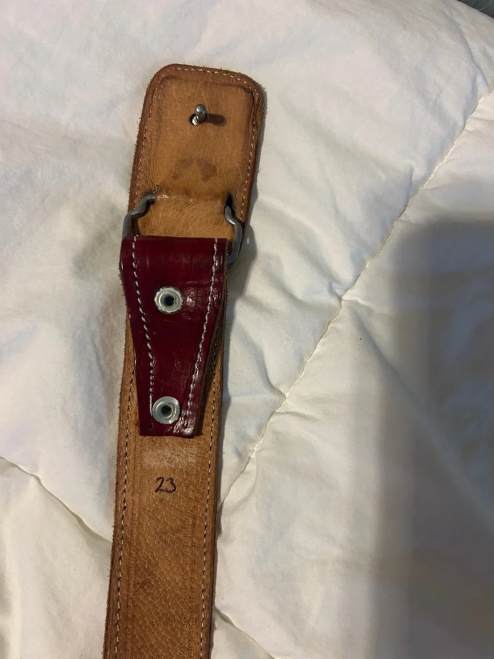 Red Embossed western Leather Belt 23 size